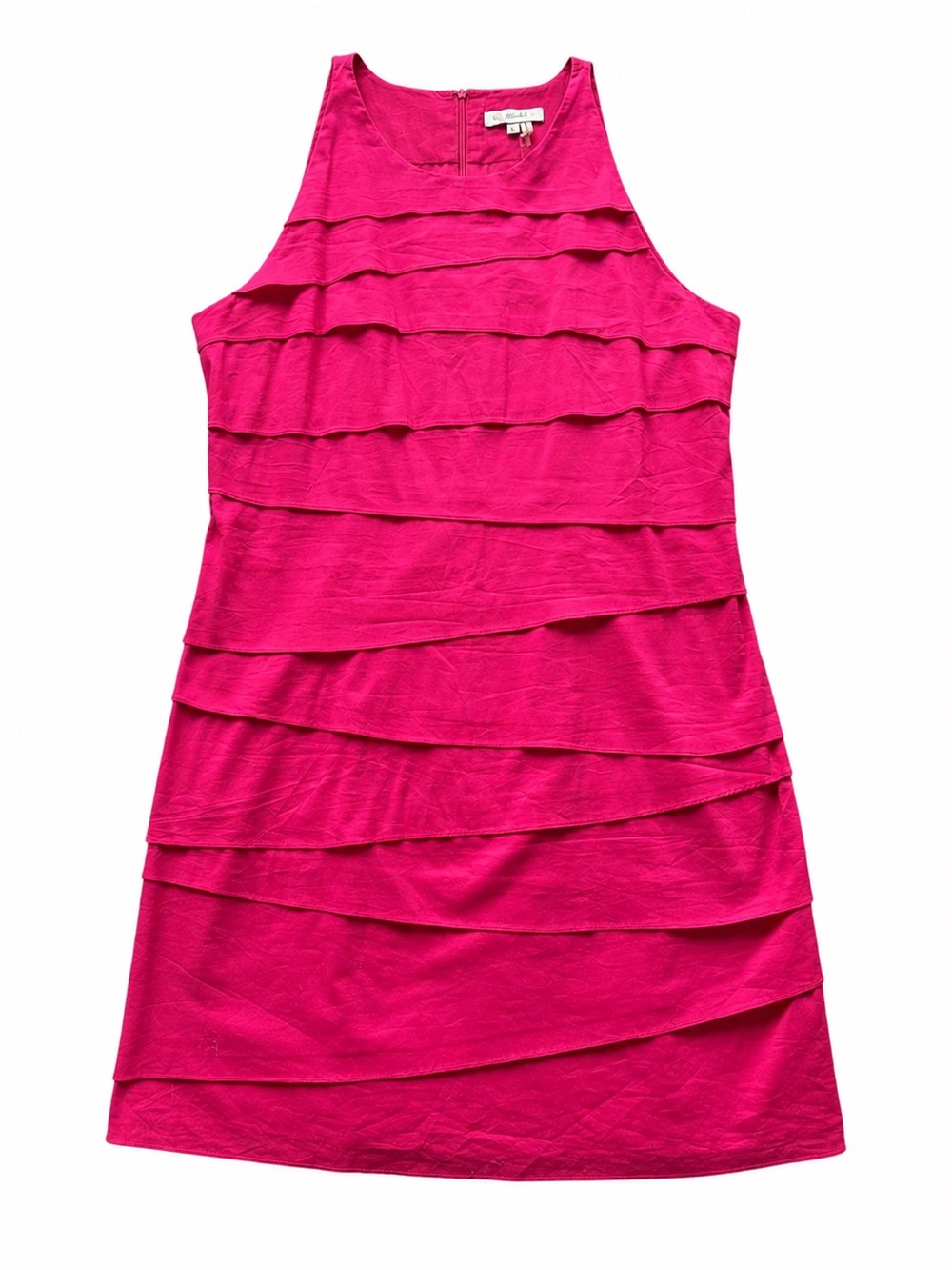 Minuet Tiered Ruffle Shift Dress – Hot Pink | Size Large - Picture 2 of 4
